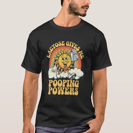 おもしろレトロ乳糖不耐症の排便パワー Tシャツ (正面)