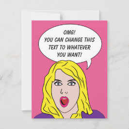 おもしろレトロ女性カスタム招待状 招待状