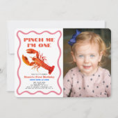 おもしろレトロ カニの写真 1歳の誕生日 招待状 (正面)