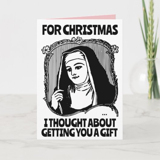 おもしろ修道女 カトリック クリスマス グリーティングカード 大 (正面)