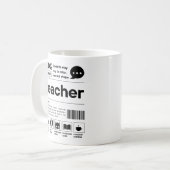おもしろ先生感謝バーコードモダン コーヒーマグカップ (正面左)