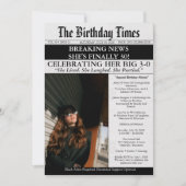 おもしろ写真新聞風30歳の誕生日招待状 招待状 (正面)