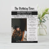おもしろ写真新聞風30歳の誕生日招待状 招待状 (スタンド正面)