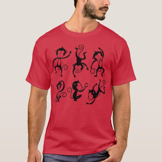 おもしろ動物の家族のサル Tシャツ (正面)