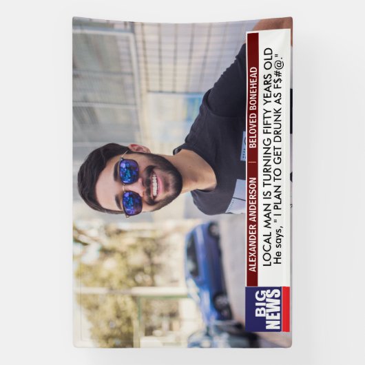 おもしろ動画 男性の50歳誕生日 ニュース テレビ 40歳 60歳 横断幕 (縦)