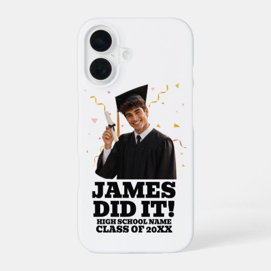 おもしろ卒業パーティー オーダーメイドフォトTシャツ iPhone 16ケース (裏面)