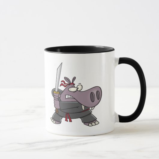おもしろ可愛い忍者のカバのキャラクター マグカップ (右)