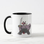 おもしろ可愛い忍者のカバのキャラクター マグカップ (左)