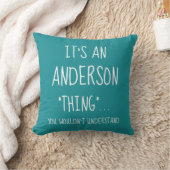 おもしろ家族名言パーソナライズカスタムターコイズ クッション (ブランケット)