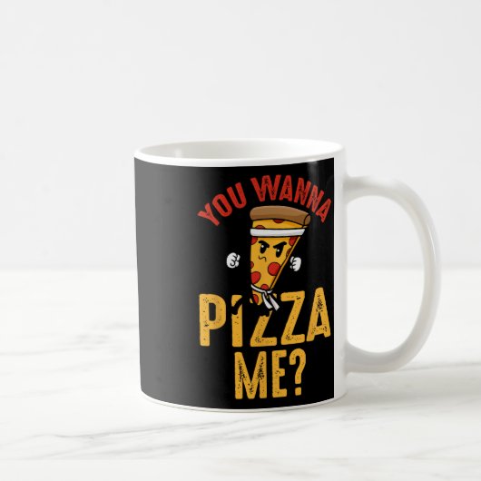 おもしろ忍者空手かわいいピザのデザイン コーヒーマグカップ (右)