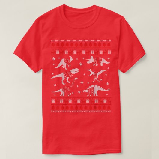 おもしろ恐竜のクリスマス ダサいクリスマススウェットT Tシャツ (デザイン正面)