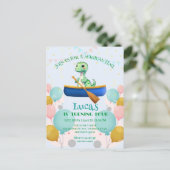 おもしろ恐竜カヤック誕生日パーティDIY名前 ポストカード (スタンド正面)