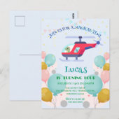 おもしろ恐竜 ヘリコプター 誕生日パーティ DIY 名前 ポストカード (正面/裏面)