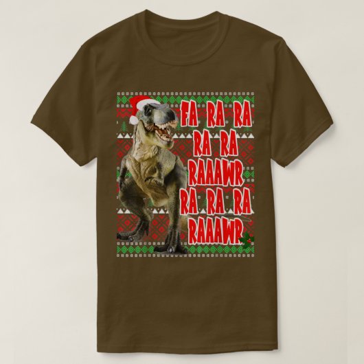 おもしろ恐竜T-Rex ダサいクリスマススウェーター Tシャツ (デザイン正面)