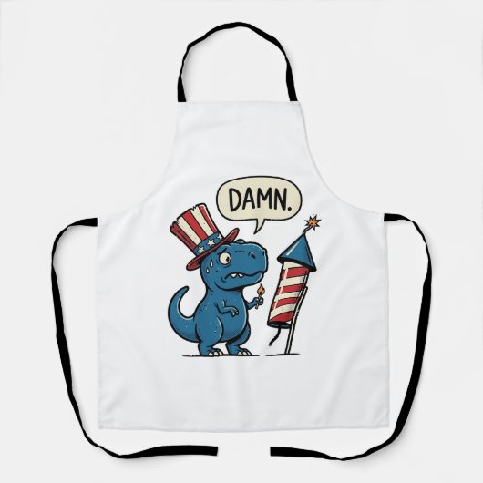 おもしろ愛国T-Rex花火Tシャツデザイン_1 エプロン (正面)