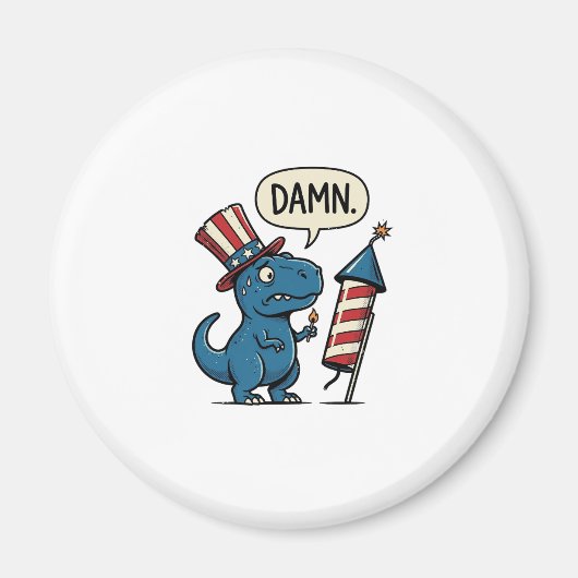 おもしろ愛国T-Rex花火Tシャツデザイン_1 マグネット (正面)