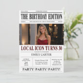 おもしろ新聞の見出し 30歳の誕生日パーティー 招待状 (スタンド正面)