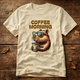 おもしろ朝のコーヒー好き キャピバラ Tシャツ