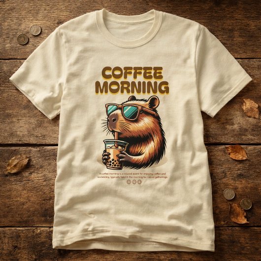 おもしろ朝のコーヒー好き キャピバラ Tシャツ