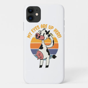おもしろ牛の乳房グラフィック「私の目はここに!」 iPhone 11 ケース
