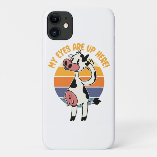 おもしろ牛の乳房グラフィック「私の目はここに！」 Case-Mate iPhoneケース (裏面)