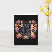 おもしろ猫のグラフィック女性マザー猫子猫最高の猫 カード (黄色い花)