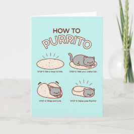 おもしろ猫のグリーティングカード： HOW TO PURRITO カード
