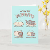 おもしろ猫のグリーティングカード： HOW TO PURRITO カード (黄色い花)