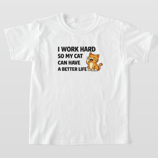 おもしろ猫好きマグカップ - 私は猫のために頑張っている Tシャツ (レイダウン)