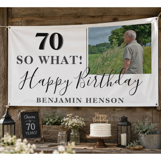 おもしろ現代風70歳だから何?70歳の誕生日パーティー写真 横断幕