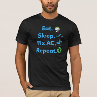 おもしろ空調技術者Tシャツ – エアコンを直して寝てを繰り返す Tシャツ