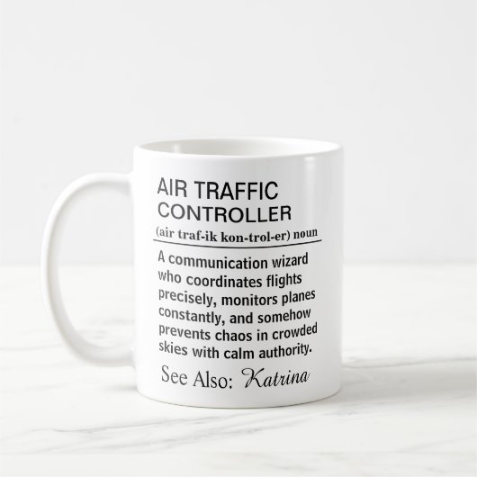 おもしろ航空管制官の定義 コーヒーマグカップ (左)