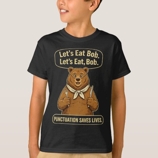 おもしろ英語教師クマ文法を食べよう Tシャツ (正面)
