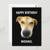 おもしろ誕生日パピー犬の顔カスタマイズ ポストカード (正面/裏面)