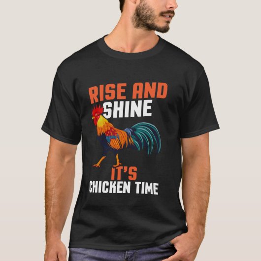 おもしろ農場の朝の雄鶏 Tシャツ (正面)