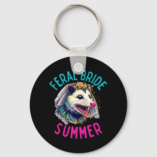 おもしろ野生の花嫁夏かわいいポッサム花嫁未満 キーホルダー (正面)