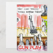 おもしろ銃カートゥーン 便箋 (正面/裏面)