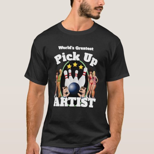 おもしろ雑貨 スポーツ ボウリング PICK UP ARTIST Tシャツ (正面)
