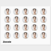 おもしろ顔の写真セルフィーをアップロード ラウンドシール (シート)