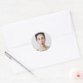 おもしろ顔の写真セルフィーをアップロード ラウンドシール (封筒)