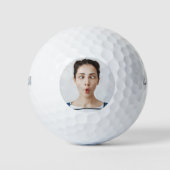 おもしろ顔写真のセルフィーをアップロード ゴルフボール (正面)