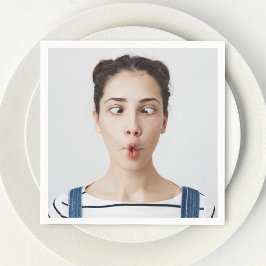 おもしろ顔写真のセルフィーをアップロード スタンダードカクテルナプキン