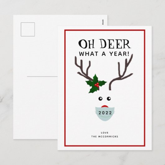おもしろ鹿の2021年クリスマスカード シーズンポストカード (正面/裏面)