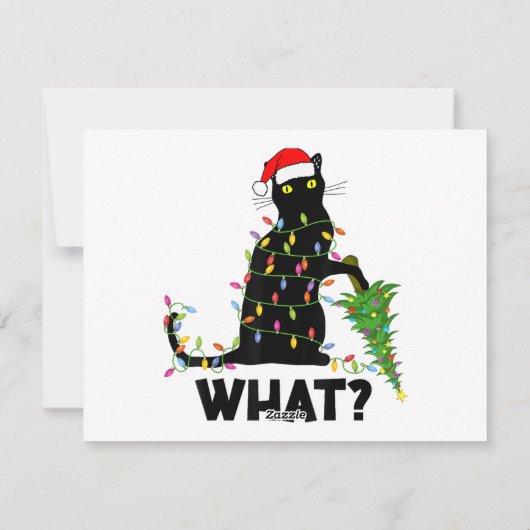 おもしろ黒猫がクリスマスツリーを倒す猫チャンネル シーズンカード (裏面)