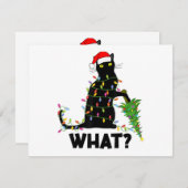 おもしろ黒猫がクリスマスツリーを倒す猫チャンネル シーズンカード (正面/裏面)