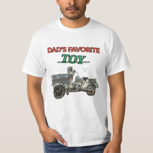 おもしろ お父さんの大好きなおもちゃのバイク Tシャツ (正面)
