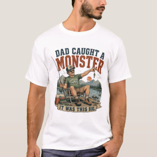 おもしろ お父さん 怪物 を 釣った フィッシング Tシャツ