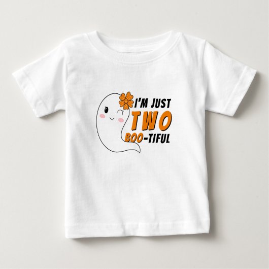 おもしろ かわいい おばけ ハロウィン 2歳 誕生日 ベビーTシャツ (正面)