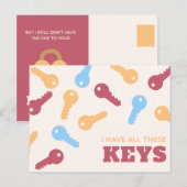 おもしろ かわいい イラスト 鍵 ポストカード (正面/裏面)