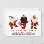 おもしろ かわいい ダンシング ブラックサンタ パーティー 招待状 (正面)